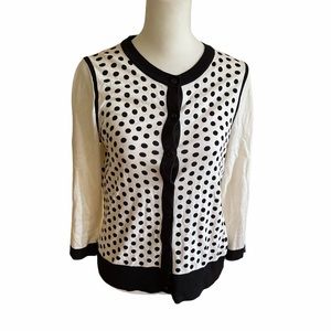 LOFT Black Polka Dot Cotton Cardigan